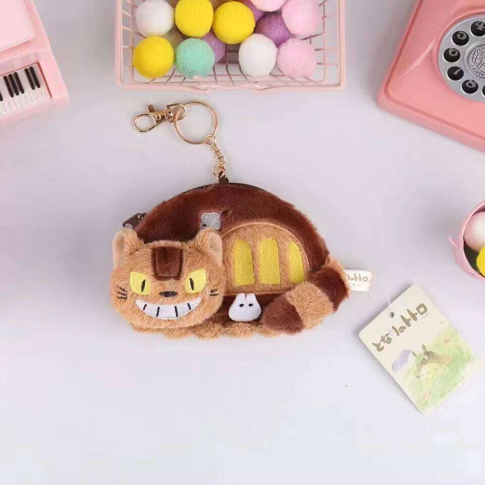 Anime Big Cat Bus Coin Purse Cartoon Small Shoulder Bag Cute Plush Card Holder Pendant Doll Birthday Gift For Friends 26Y0626 - view 4