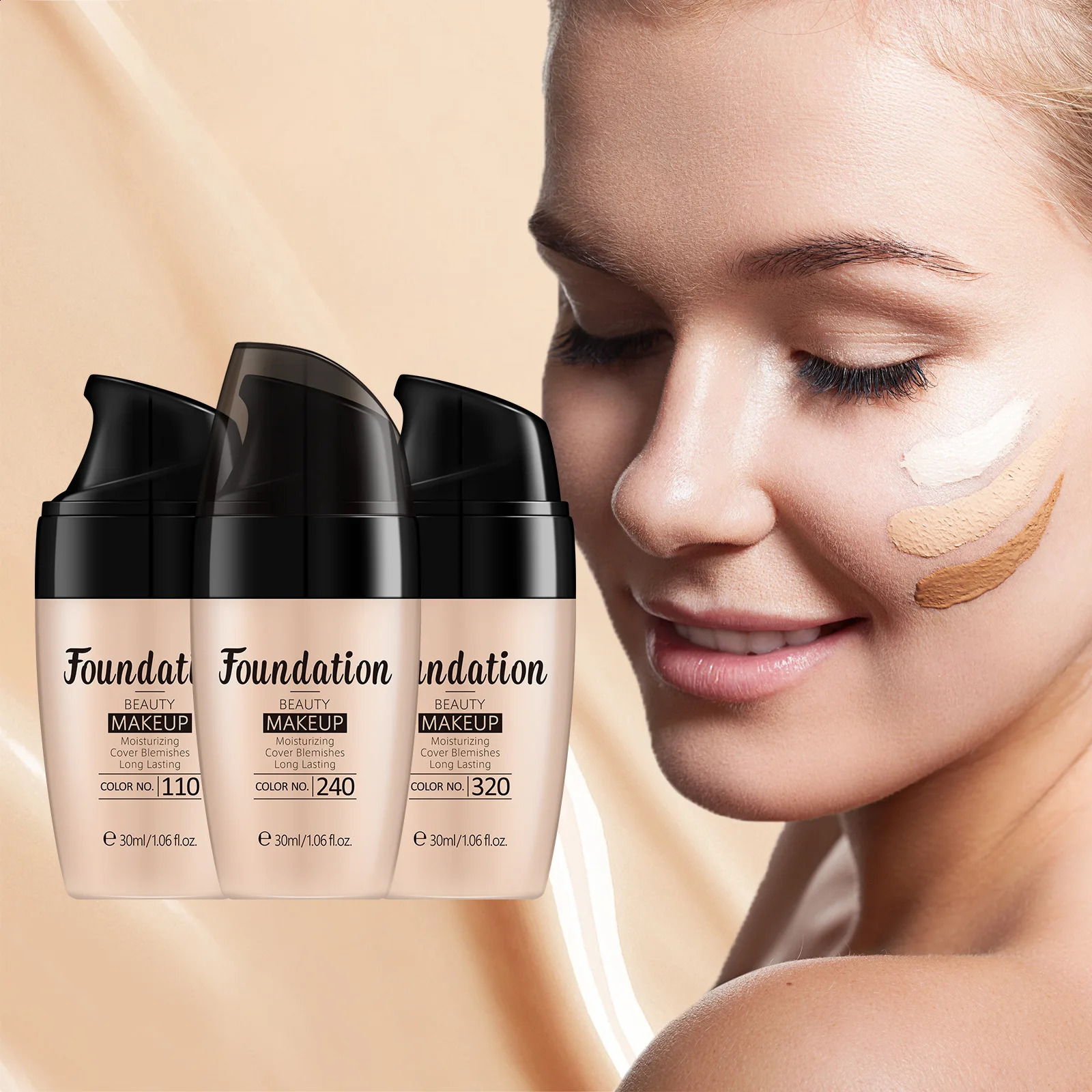 LAIKOU Liquid Foundation Multiple Shades Hydrating Natural Finish Creamy Full Coverage Makeup Base Long Lasting Wear 30ml 260625