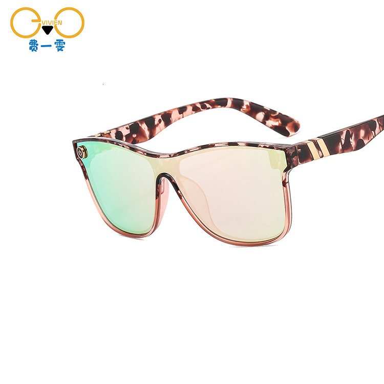 Tortoiseshell Pattern Flat-Top Barbie Pink Sunglasses, Unisex Outdoor Street Style Glasses - view 4