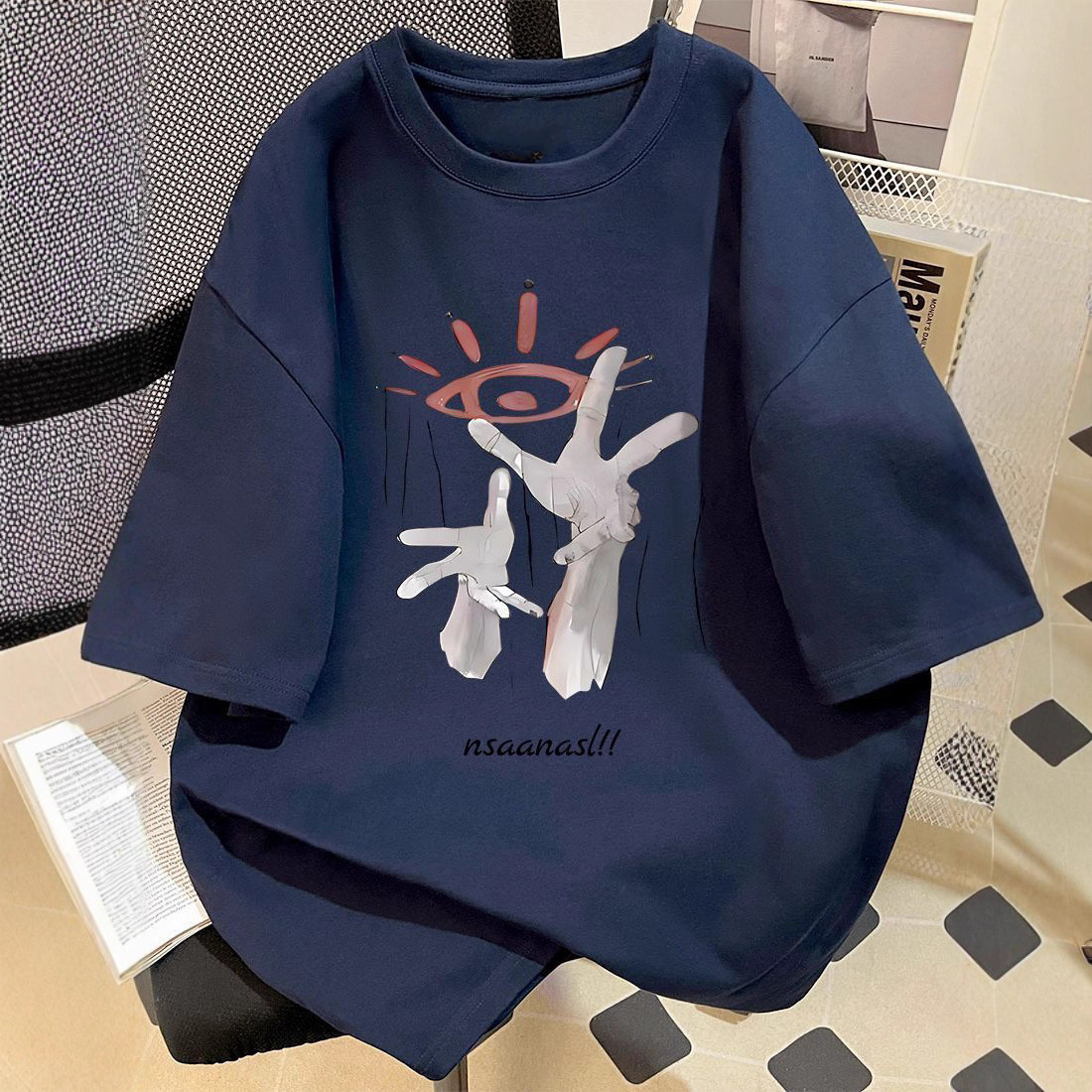 Cross-Border Foreign Trade Summer Men's New Top With Hand And Eye Pattern Print, Round-Neck Casual Short-Sleeve T-Shirt - view 4