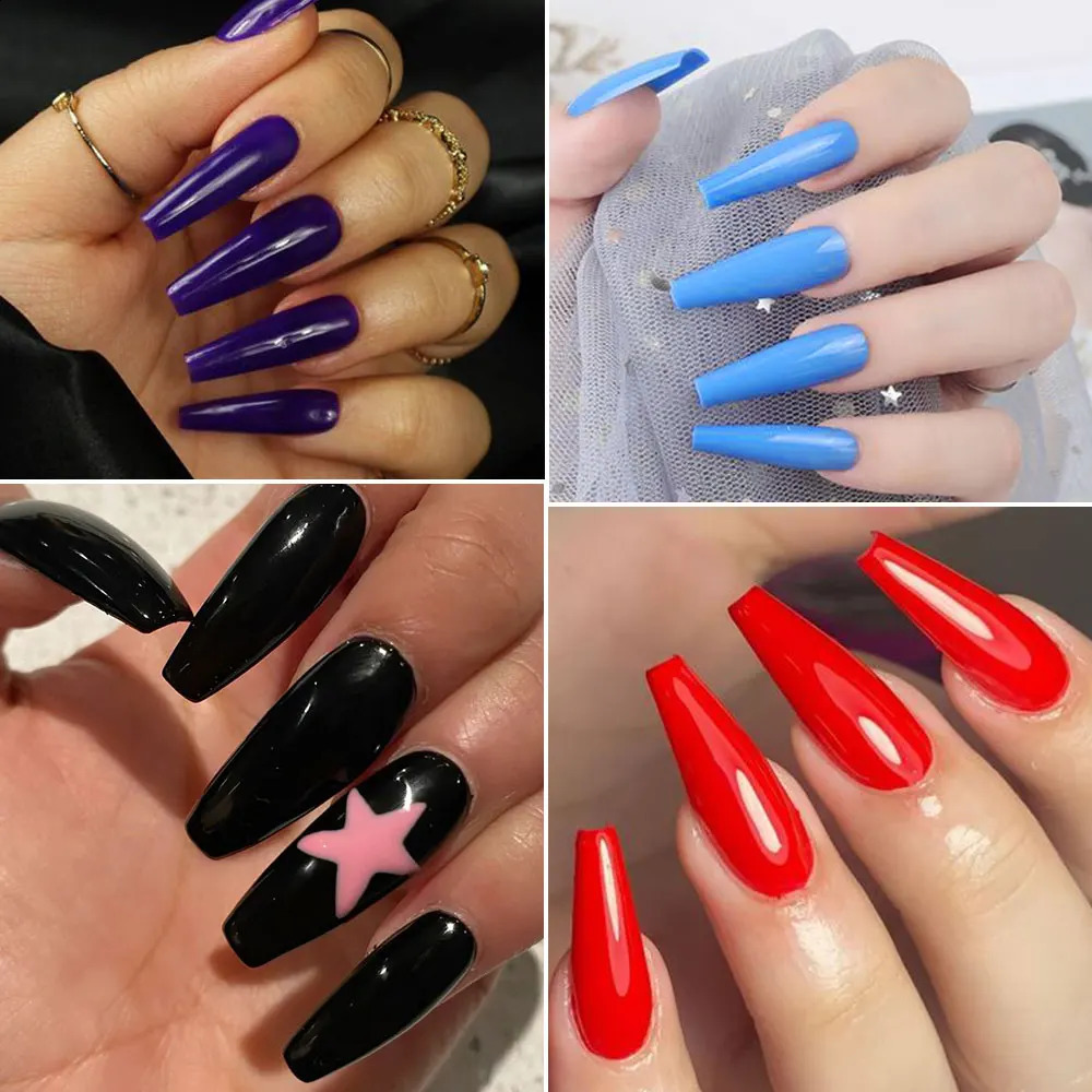 576pcs/Box Colorful Fake Nails Black Red n Fake Nail Oval Short Square Press On False Nails Mixed Full Cover Nail Tips 260626 - view 5