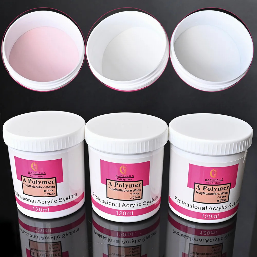 120ML Acrylic Nail Art Powder Clear Pink White Carving Crystal Polymer Professional Long-Lasting UV Polish Extend/Dipping Dust 260626