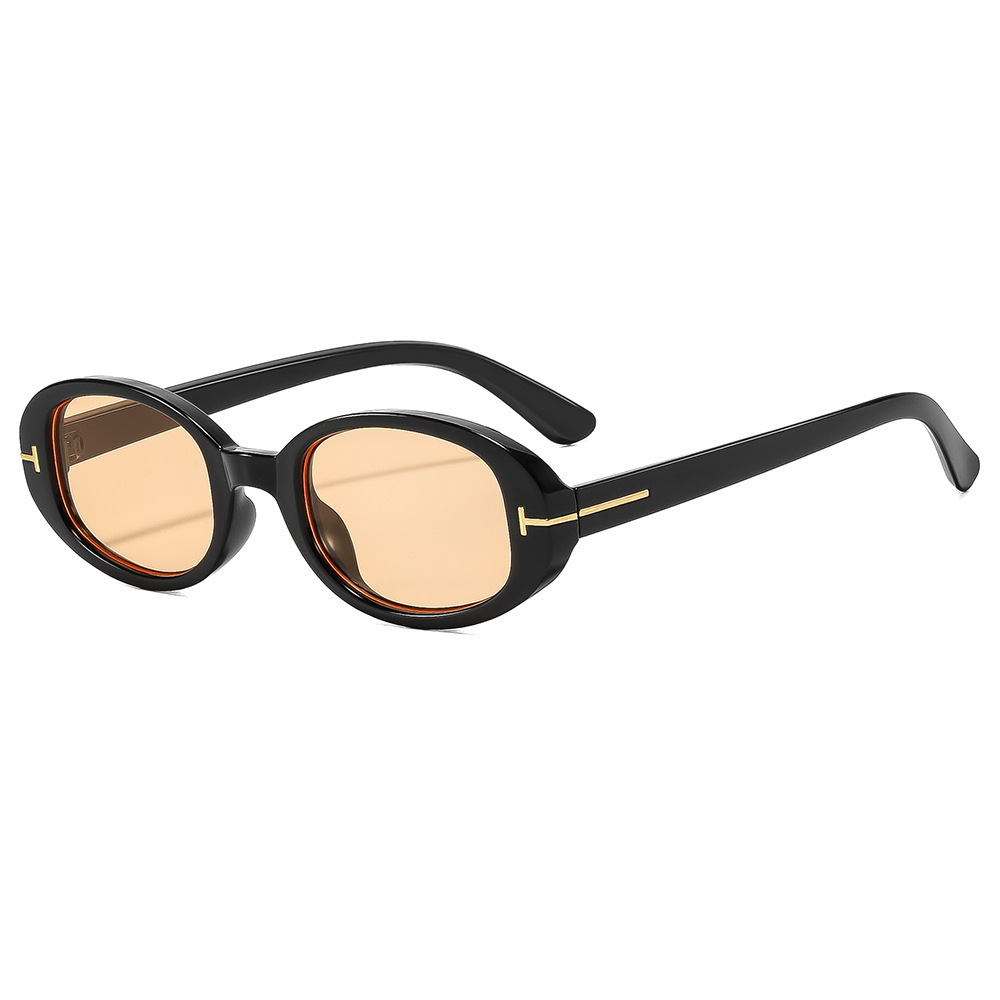 20 European And American Minimalist Oval Small-Frame Sunglasses, Fashionable Street Style Women's Versatile Trendy Sunshade Glasses - view 3