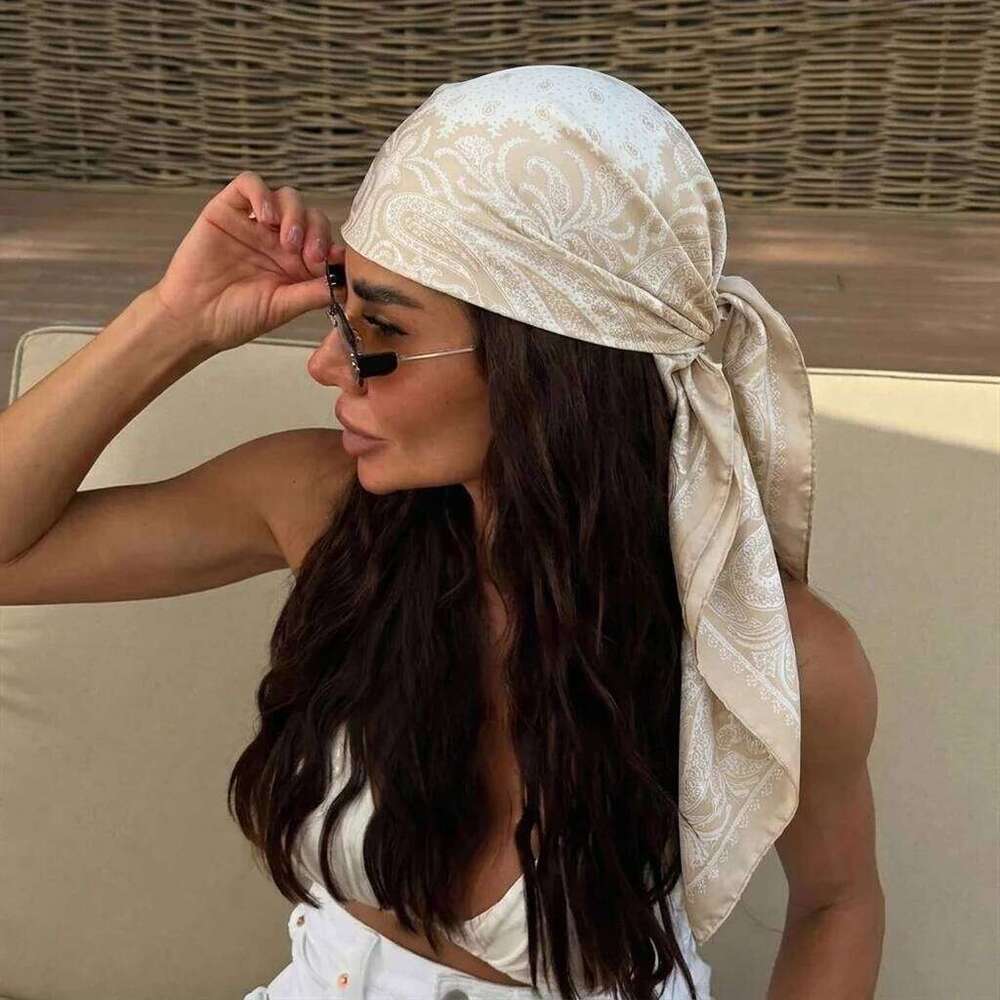 Square Silk Scarf Women Luxury 90cm Brand Satin Print Hijab Scarves Muslim Pareo Bandana Female Shawl Wrap Headband Foulard 26Y06226 - view 1
