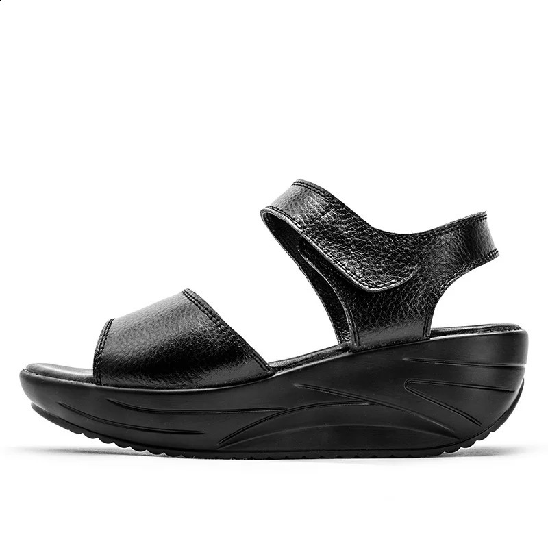 EOFK Summer Women Flat Sandals Lady Platform Soft Comfort Casual Hook Loop White Genuine Leather Ankle Strap Wedges 260626 - view 4