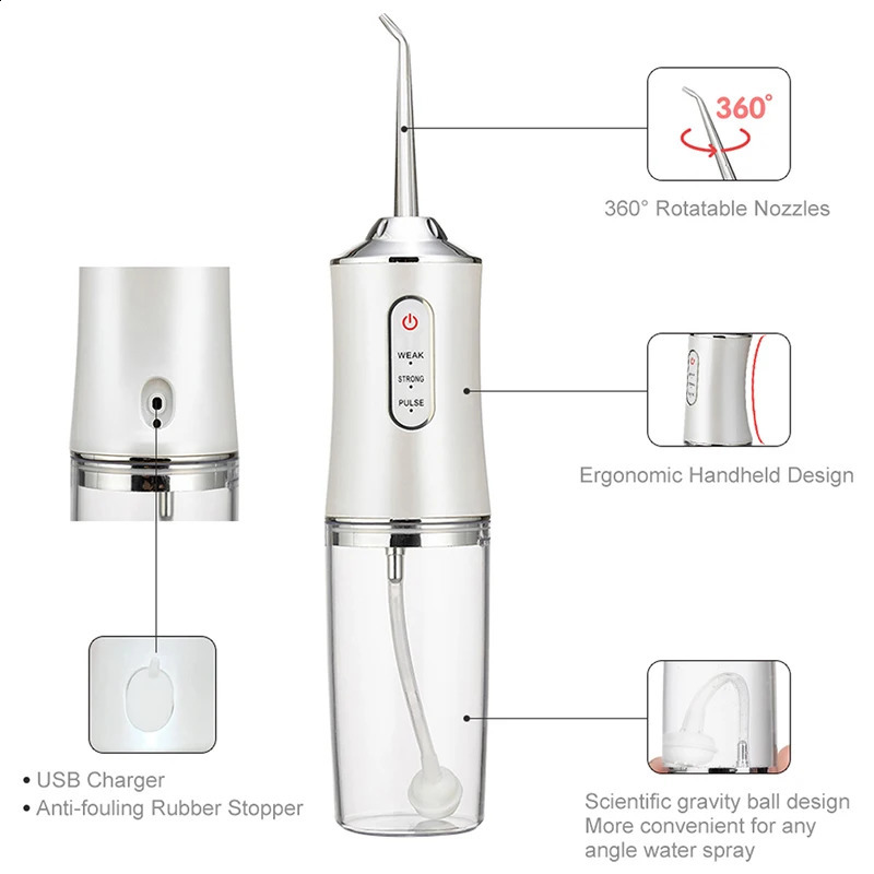 Smart Electric Oral Irrigator Water Flosser Portable 3 Modes Rechargeable Dental Jet Teeth Cleaner 260626 - view 5