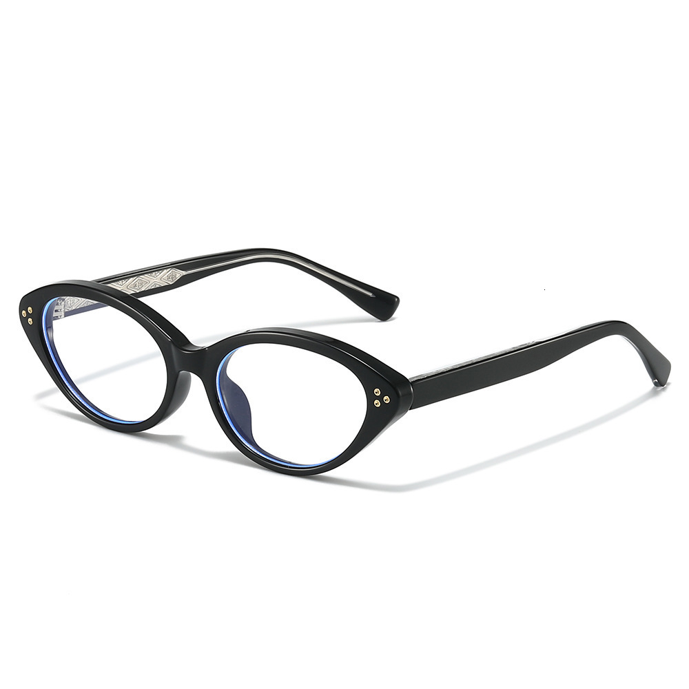 2026 Retro Oval Frame Glasses Rivet Accents, High-End Anti-Blue Light TR Material With Pin Inserts, Flat Lenses - view 6