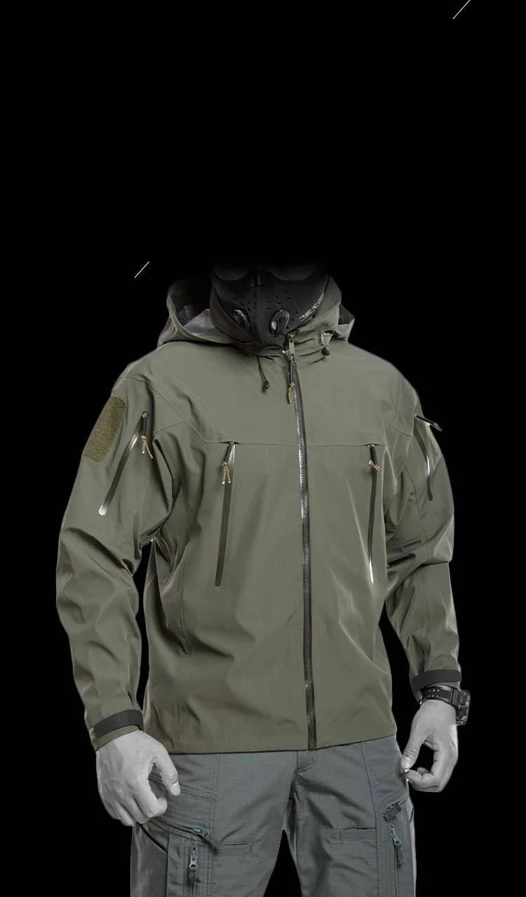 Hardshell Water Proof Mens Jacket Tactical Suit Outdoor Fishing Hiking Camping Tracksuit Coat Multi Pocket Windbreakers 260623 - view 7