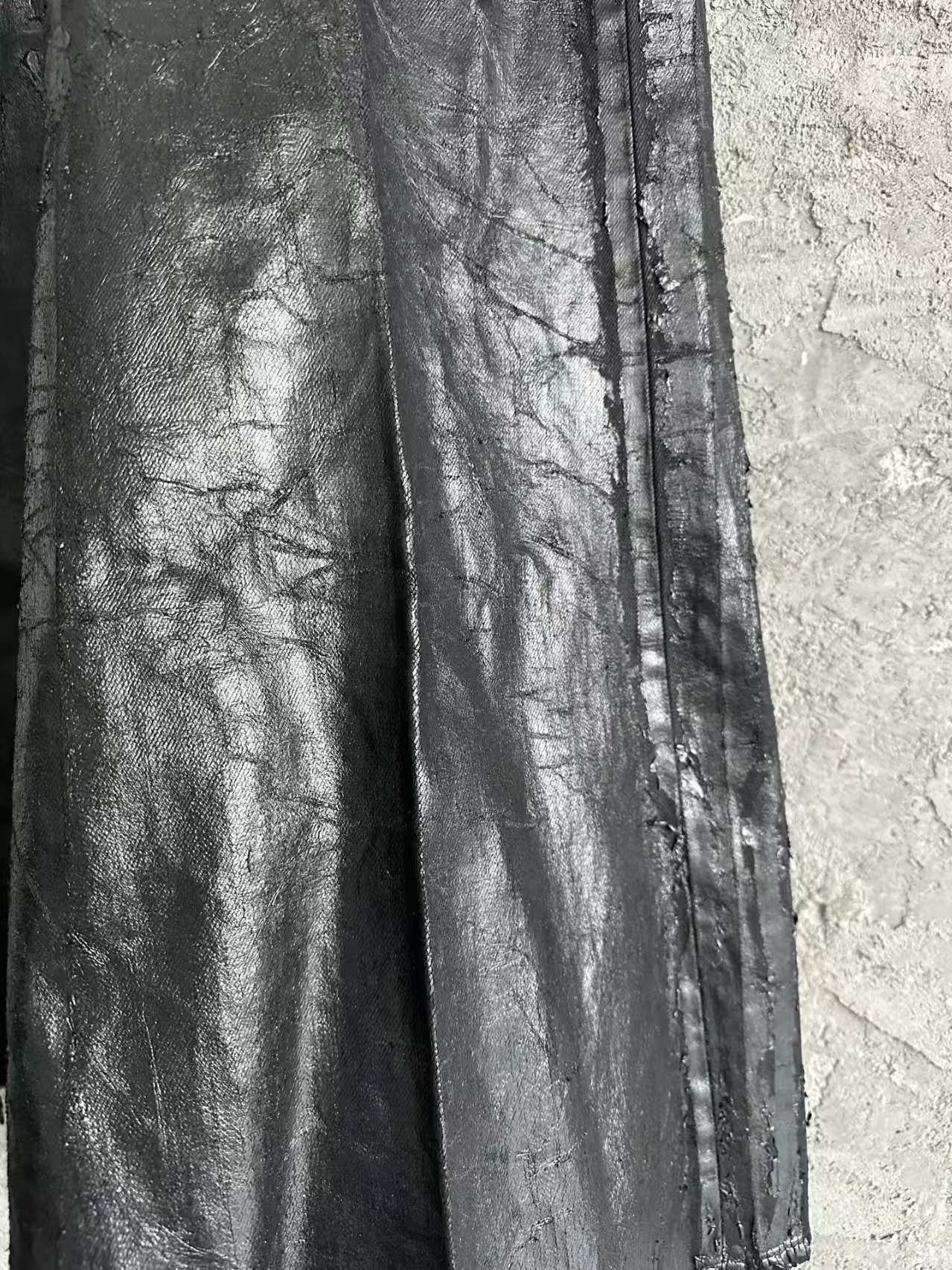 2025ss O Washed Cotton Denim Trousers Featuring Unique Wax RCoating and Versatile Block Colors High top Men's Jeans - view 7