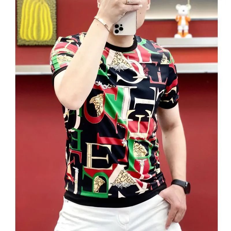 2026 Summer New Fashion Men's Round Neck Trendy Slim Fit Printed Versatile Niche Casual Short Sleeve - view 5