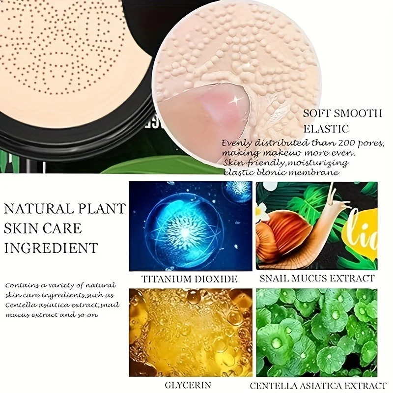 Snail Collagen BB Cream Mushroom Head Air Cushion CC Cream Face Concealer Brightening Moisturizing Foundation Cream Waterproof 260625 - view 7