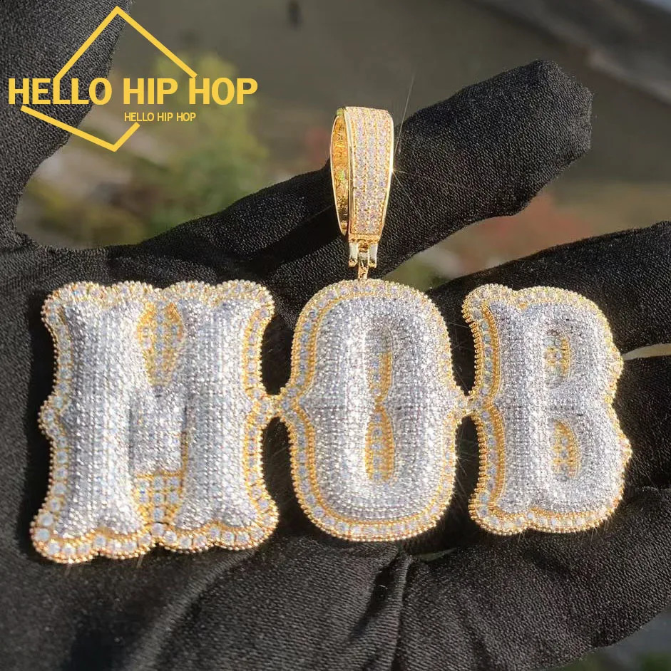 Custom Letter Name Pendant With Iced Out Zirconia Gold Silver Color Necklace Men Women Hip Hop Rock Jewelry 260615