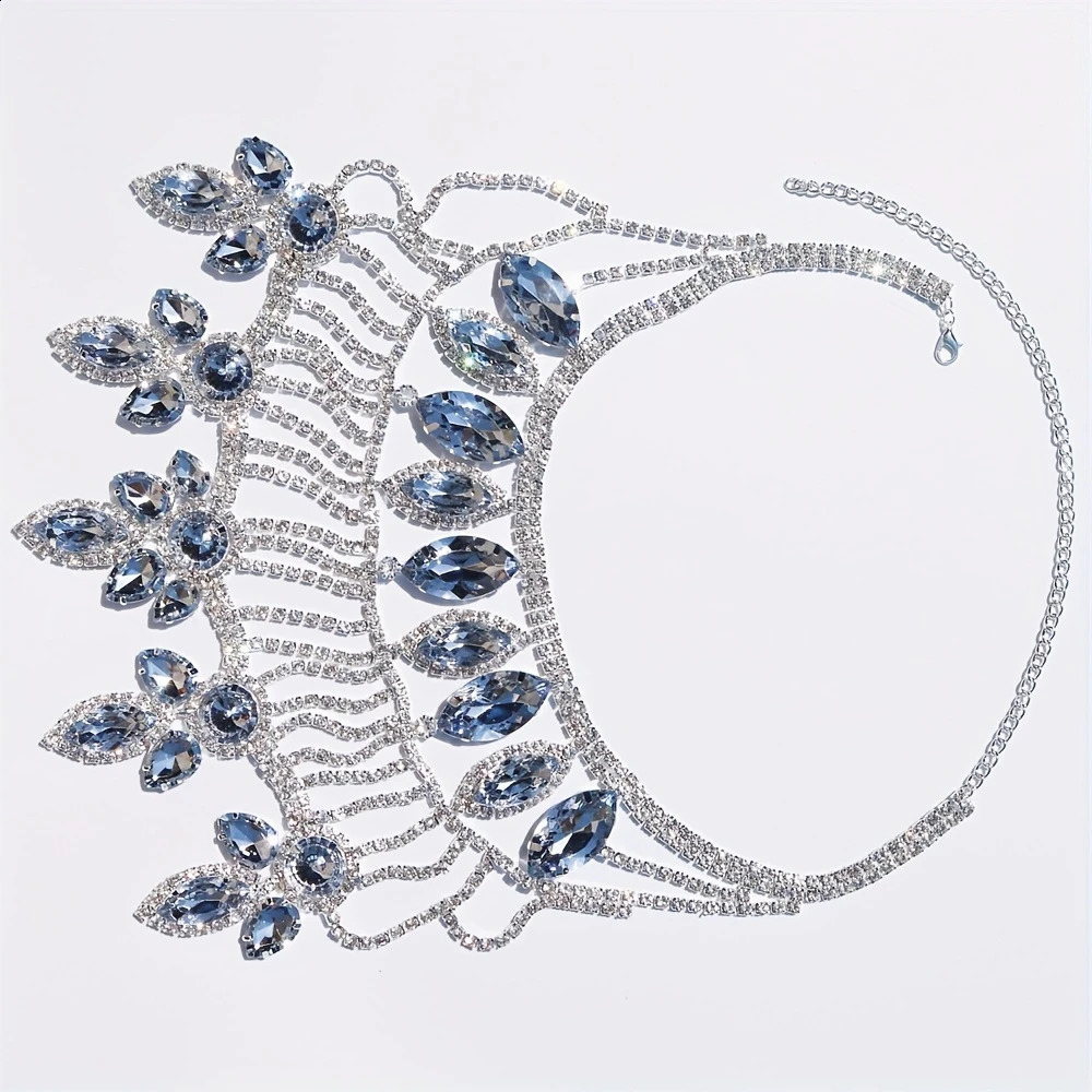 Fashion Crystal Bridal Jewelry For Women Rhinestone Geometric Choker Water Drop Chain Collars Necklaces Accessories Wholesales 260624 - view 5