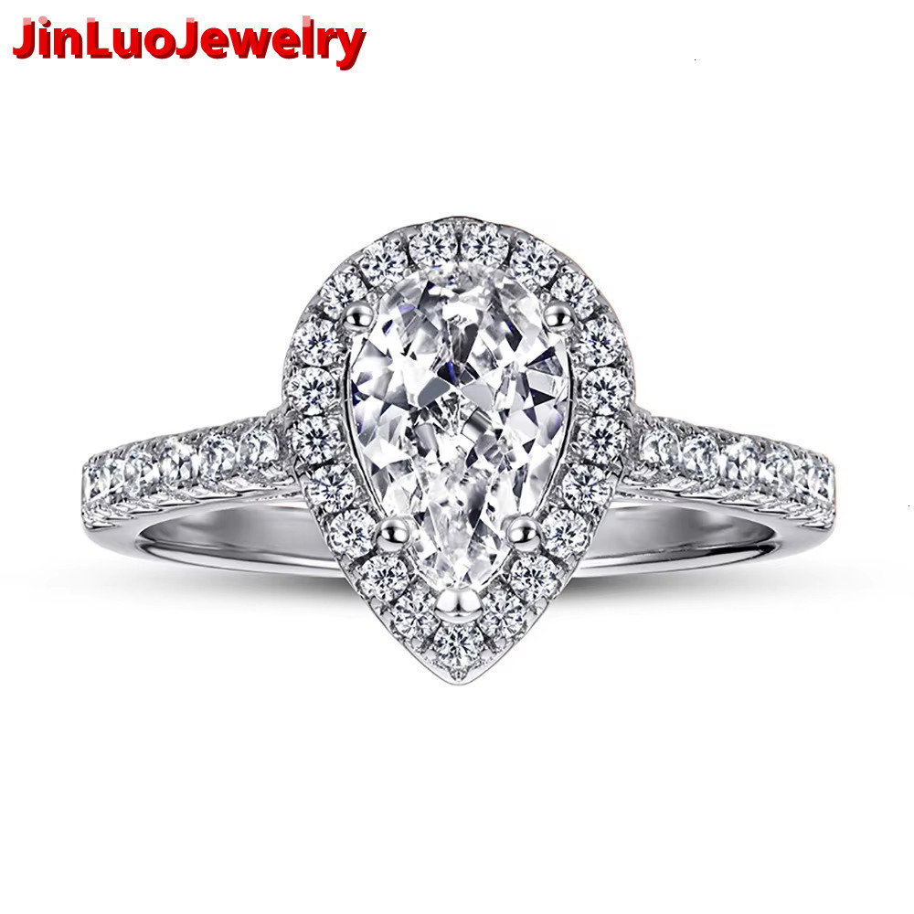 New Arrival Trendy 925 Sterling Silver Water Drop Shape D-color VVS Moissanite Fashionable Light Luxury Wedding Ring