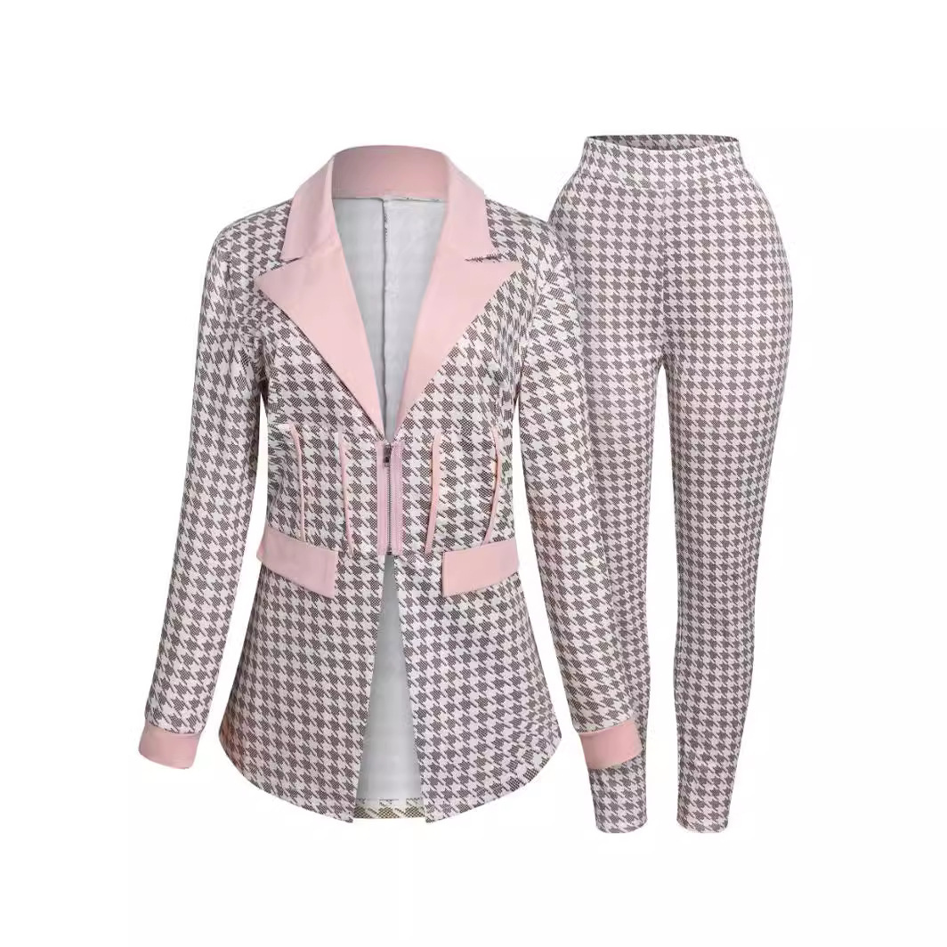 Sexy Two Piece Suit for Women Blazer and Pants Set Print Long Sleeves Coats and Trousers Streetwear Female Autumn Winter - view 4