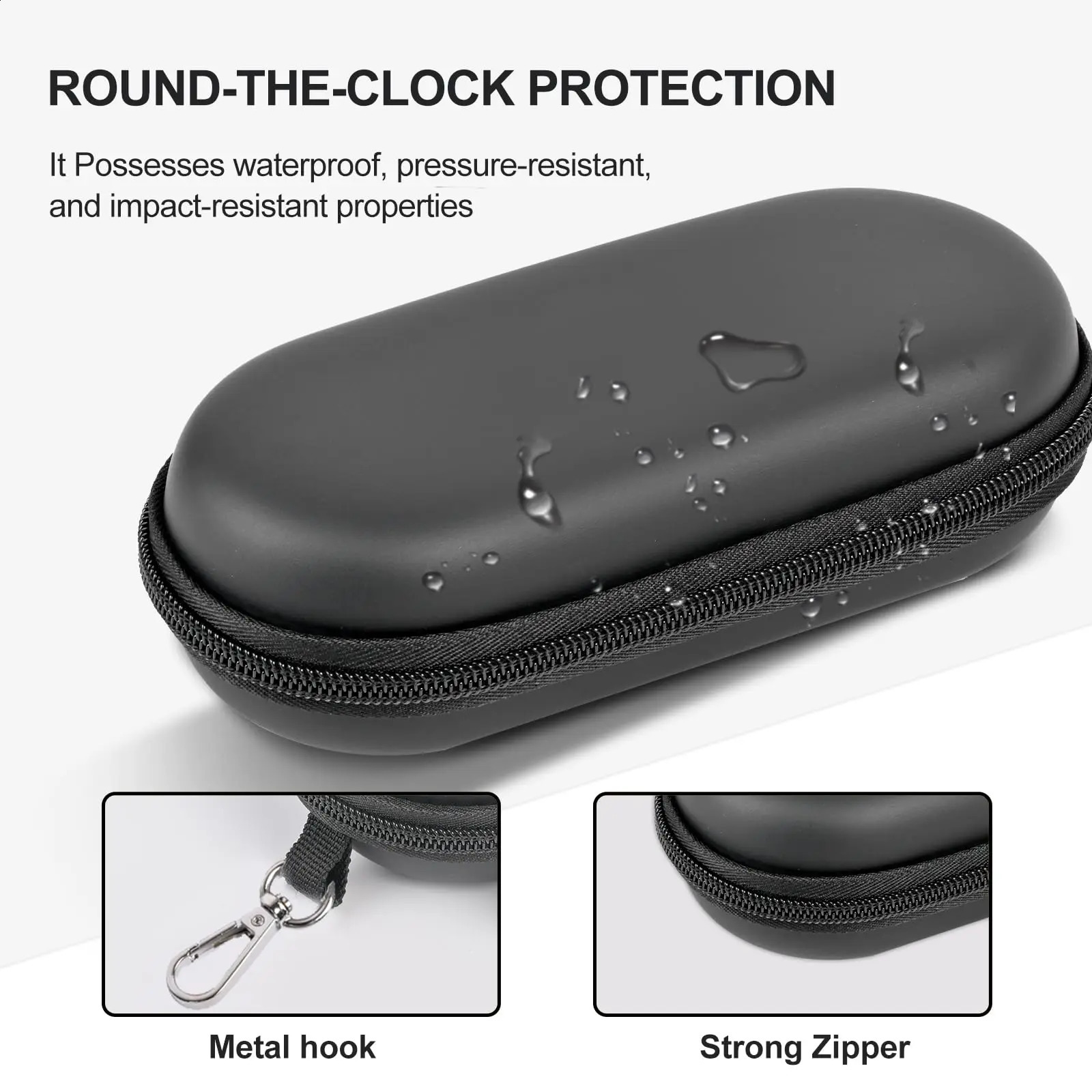 Double Glasses CaseDual Eyeglasses Sunglasses Organizer with Clip Zipper Closure for Travel 2 Pairs Storage Box Black 260625 - view 4
