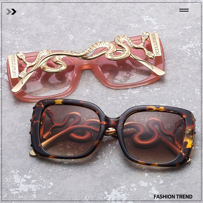 European And American Designers Casual Personalized High-end Luxurious Versatile Dark Gothic Style Sunglasses Retro Snake Sunglasses Metal Frame Sungl