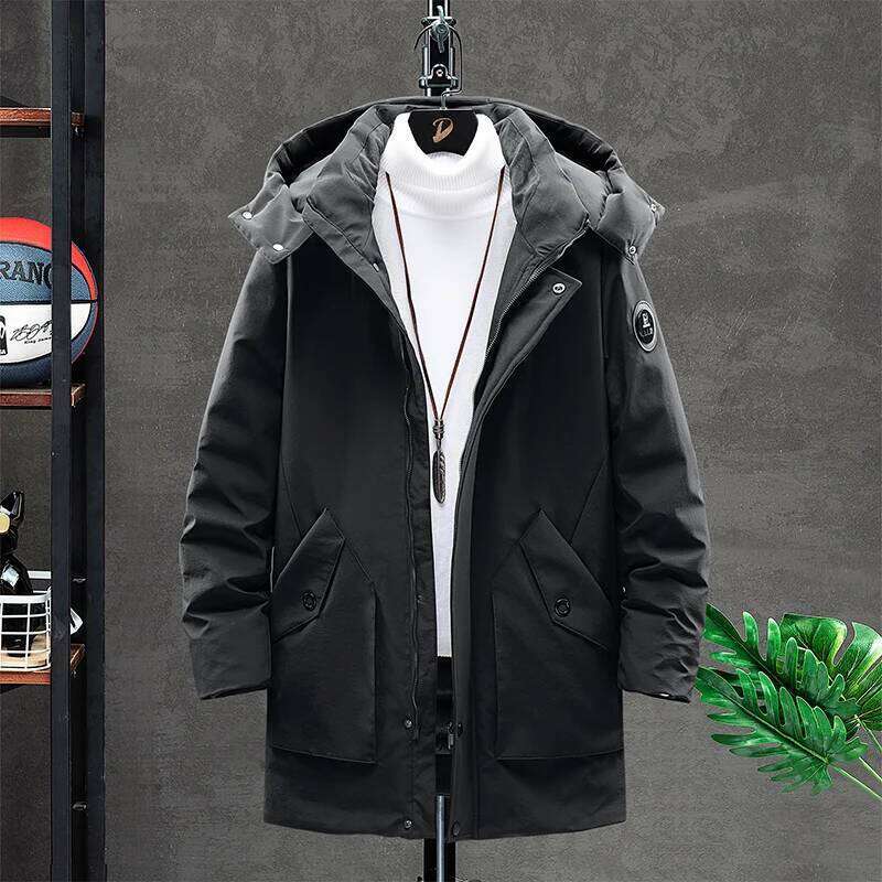Outdoor Cold and Wind Protection Men's Mid-length Mountaineering Classic White Duck Down Couple Cotton-padded Jacket W260626 - view 3