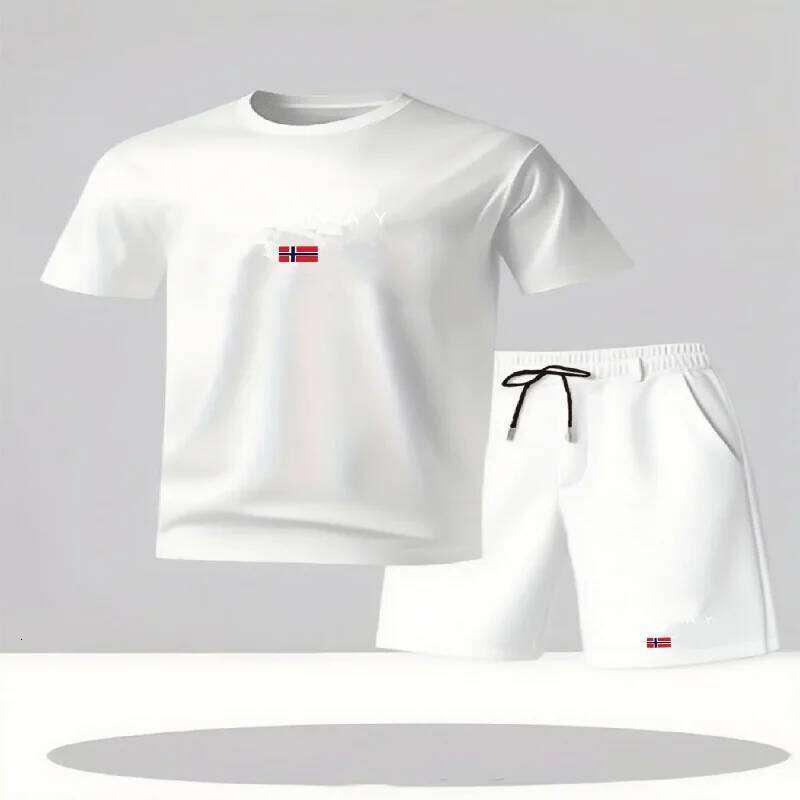 2026 new casual short sleeved 2-piece urban street fashion T-shirt shorts set men's printed sportswear 26Y0626 - view 7