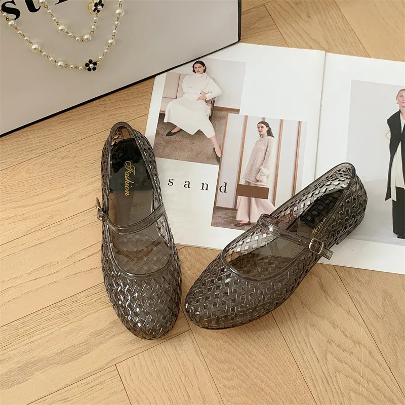 Baotou Sandals Womens Summer Flat Hollow Fashion Transparent Casual Outerwear Single Shoes 260626 - view 5