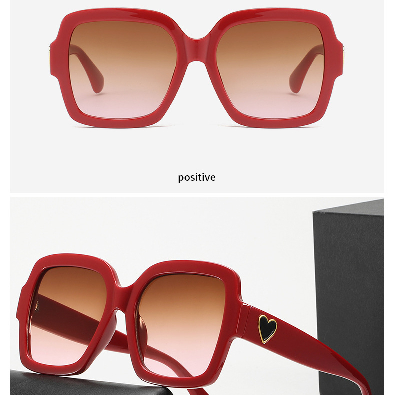 2026 Women's Designer New Square Frame Love Decoration Sunglasses European And American Fashion Trend Personalized Internet Celebrity Women' - view 6