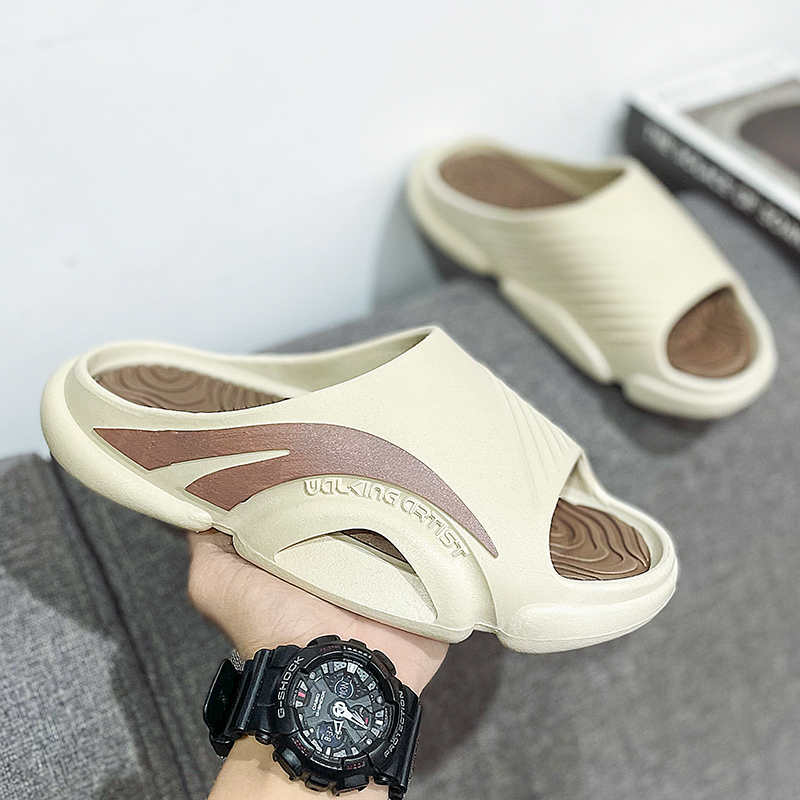 Men Two-tone Sport Slides Hollow Cutout Platform Slippers Soft EVA Thick Cushion Anti Slip Open Toe Shower Beach Casual Sandals - view 6