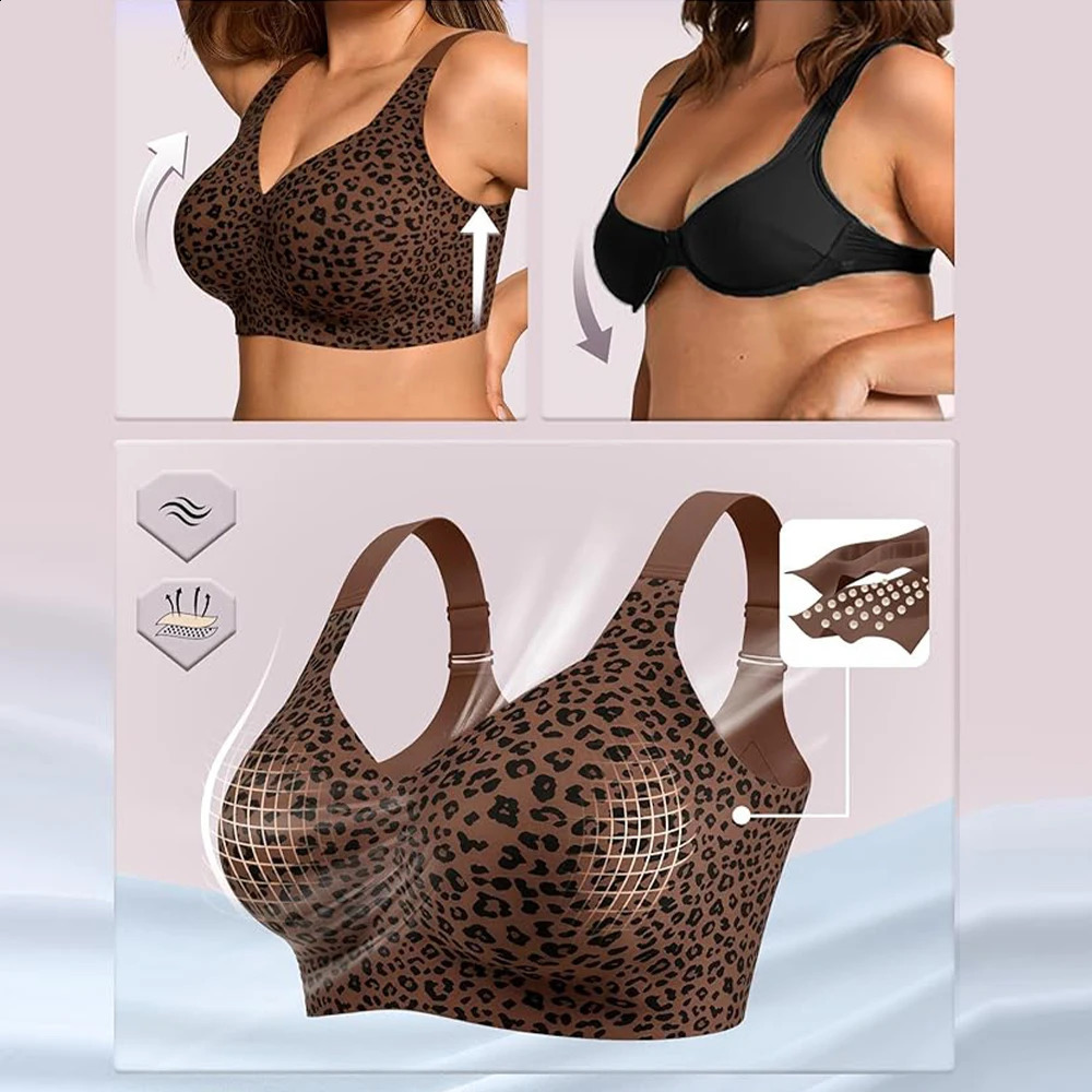 Womens Wireless Jelly Bra Plus Size Supportive Seamless Bras Full Coverage Push Up Comfortable No Underwire Tshirt 260626 - view 5