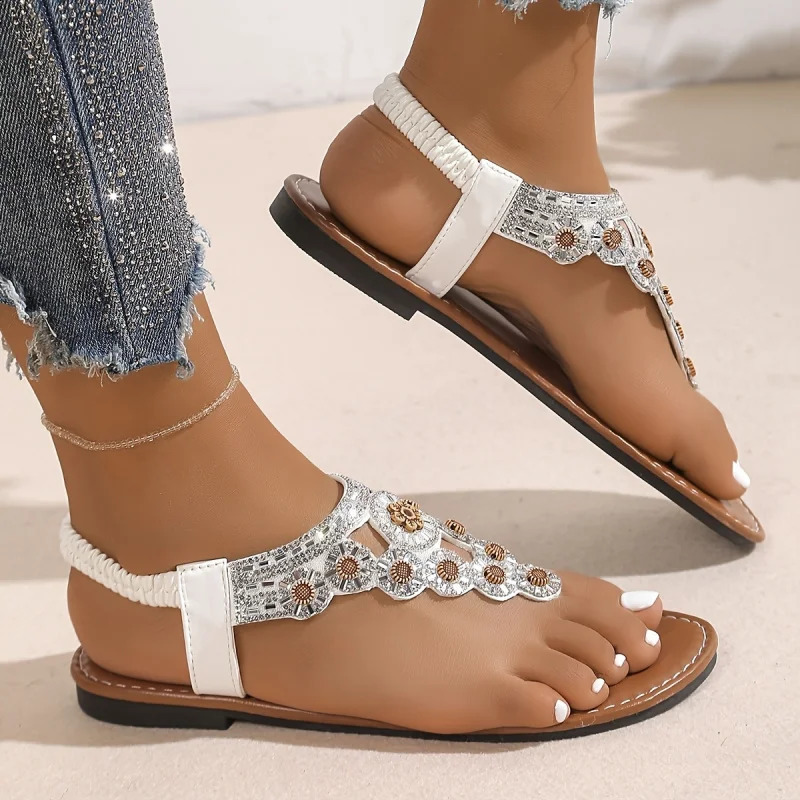 Summer Collection Womens BohemianStyle Roman Sandals OpenToe Cutout n Elastic SlipOns Beach Footwear 260626 - view 5
