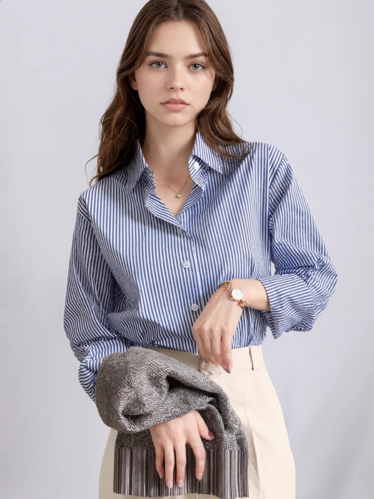 AOSSVIAO 2026 Spring Autumn Classic Striped Woman Blouses Shirt Lady Long Lantern Sleeve Stand Collar Loose Blusas Tops 260626 - view 3