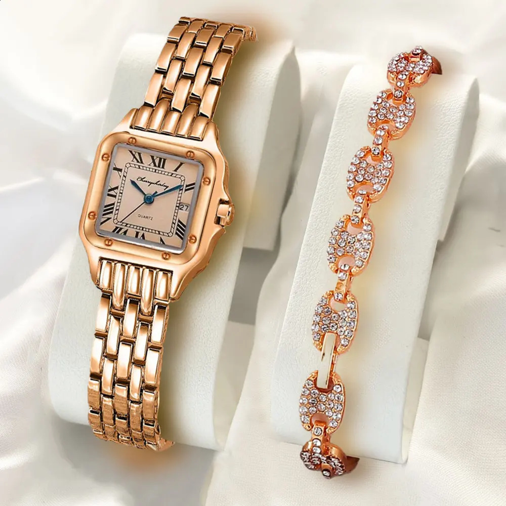 Women Watch Square Simple n Men Quartz Watch Fashion Diamond Stainless Steel Womens Watch Diamond Bracelet 260624 - view 3