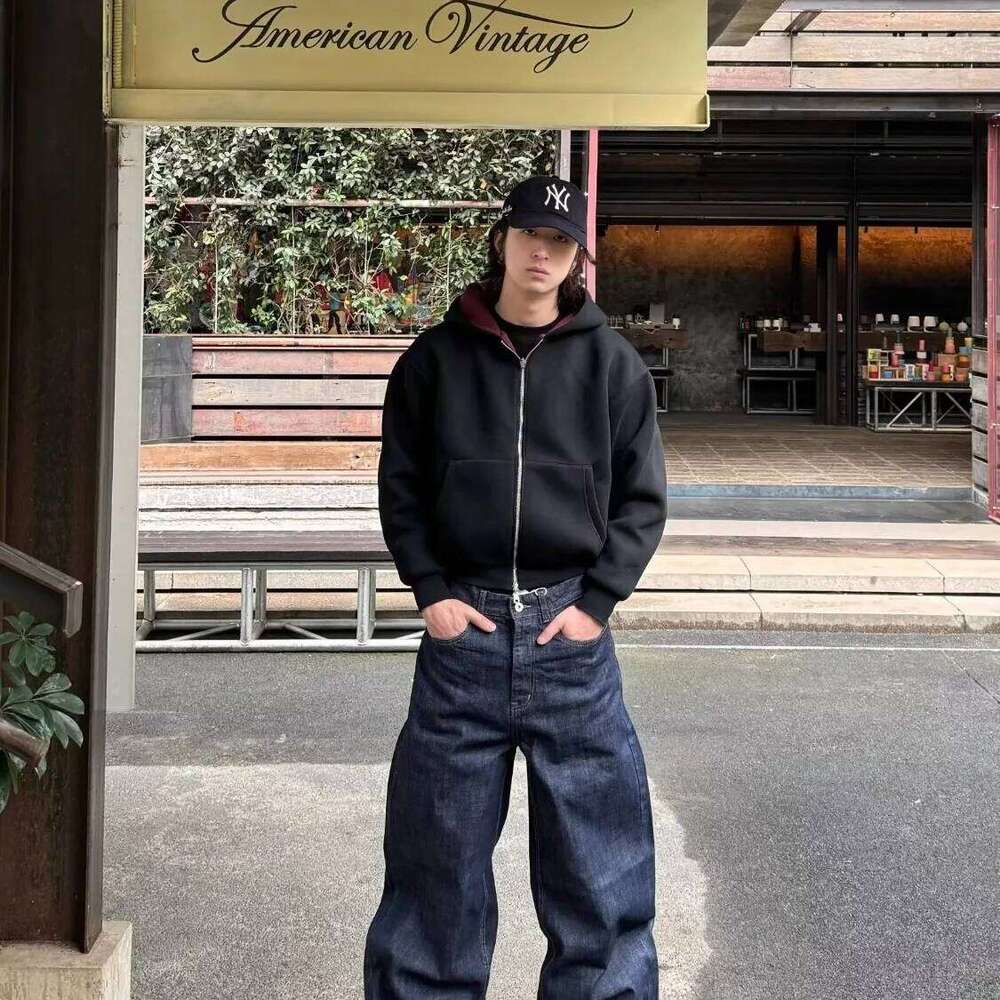 Mens 1200G Air Layer Hoodie Jacket Double Sided Zipper Cardigan Casual Korean Version Heavyweight y2k hoodie Hooded sweatshirt W260626 - view 5