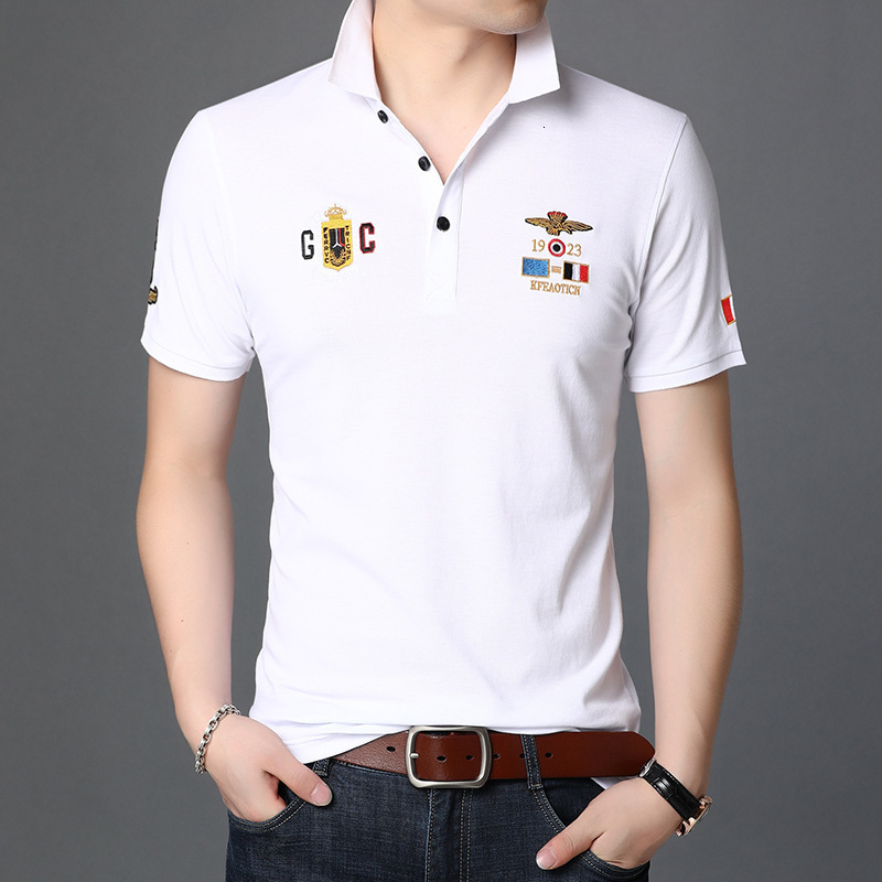 Mercerized Cotton Short-Sleeve T-Shirt For Men Summer New Model, Ice Silk Smooth Fabric, Half-Sleeve, Embroidered Collar Polo Shirt - view 5