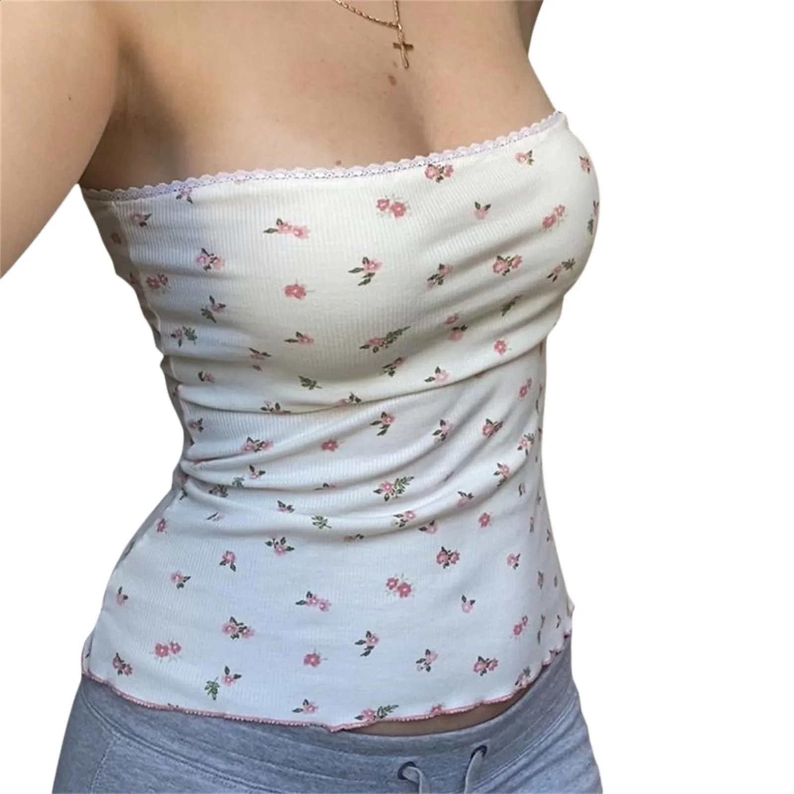 Women Casual Tube Top Strapless Backless Flower Print Summer Ladies Vest for Club Party 260616 - view 4