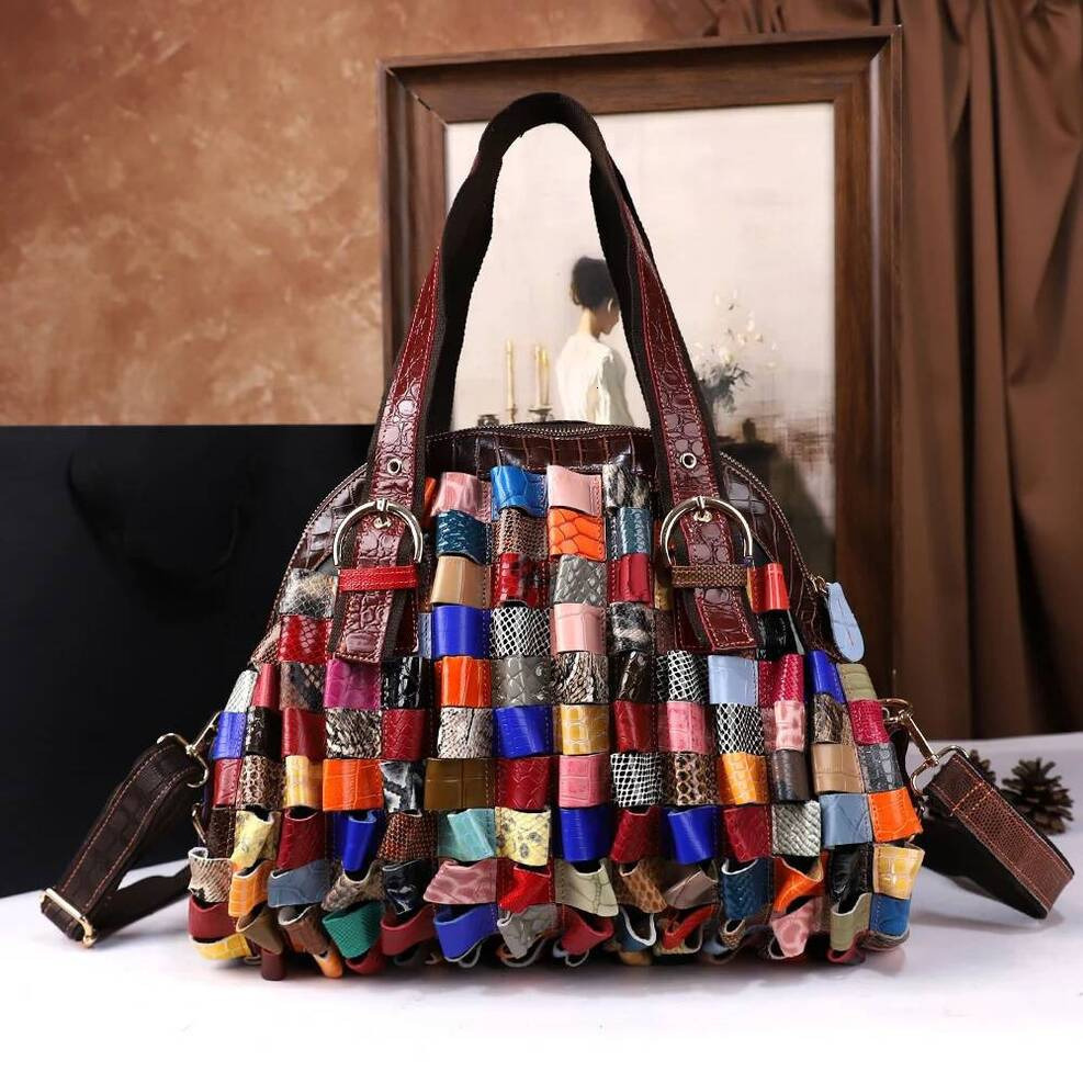 2026 New Leather Women's Bag, Casual Large-Capacity Handbag, Colorful Retro Single-Shoulder Crossbody Bag For Ladies