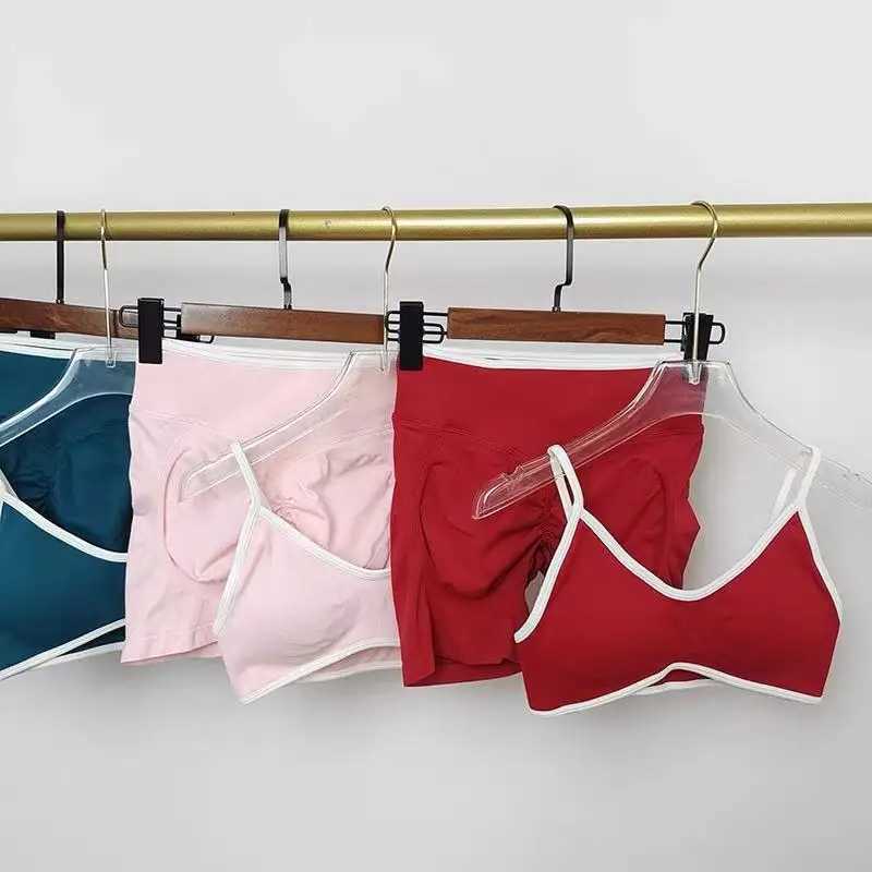 And Fitness Suit Vest Sports Contrasting Color Shock-absorbing Sports Bra High Waist Breathable Peach Hip Three Part Shorts Set M260626 - view 7