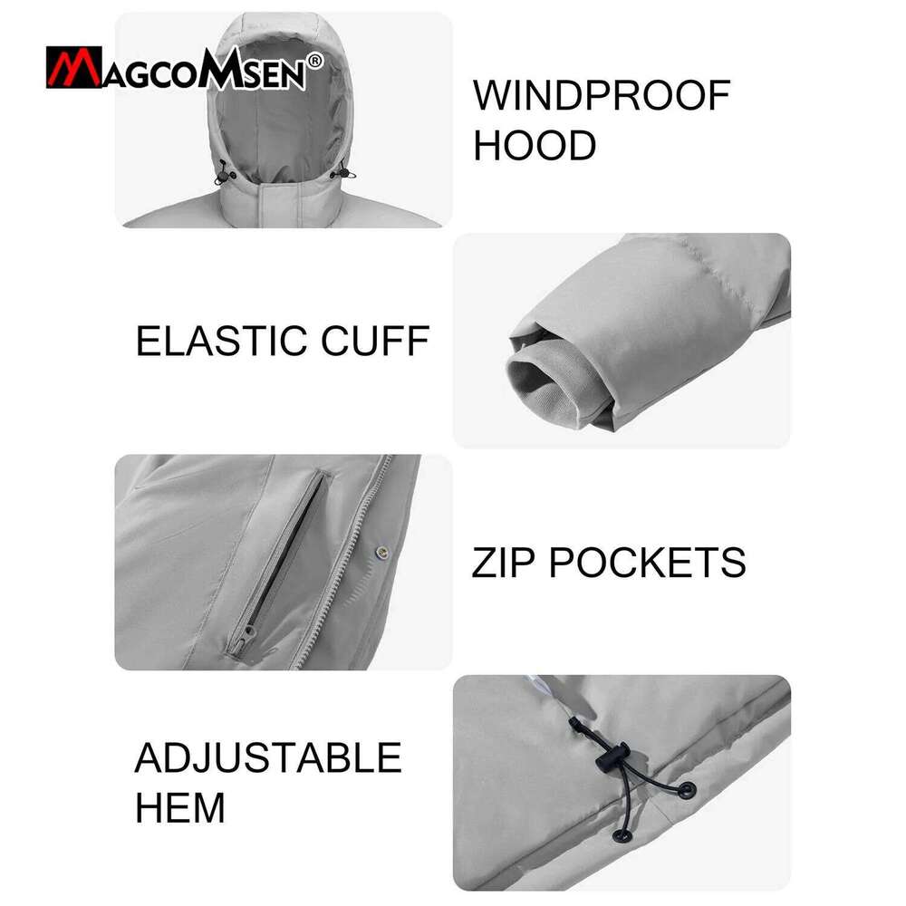 MAGCOMSEN Hooded Down Mens Waterproof Puffer Jacket Zip Windproof Winter Jackets Thermal Warm Padded Quilted Coats W260626 - view 5