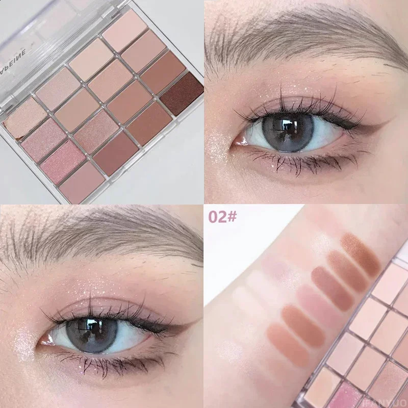 16 Colors Eyeshadow Palette Low Saturation Rose Pink Pearly Matte Glitter Eyeshadow Shiny Eye Shadow Long-lasting Eye Makeup 260626 - view 5