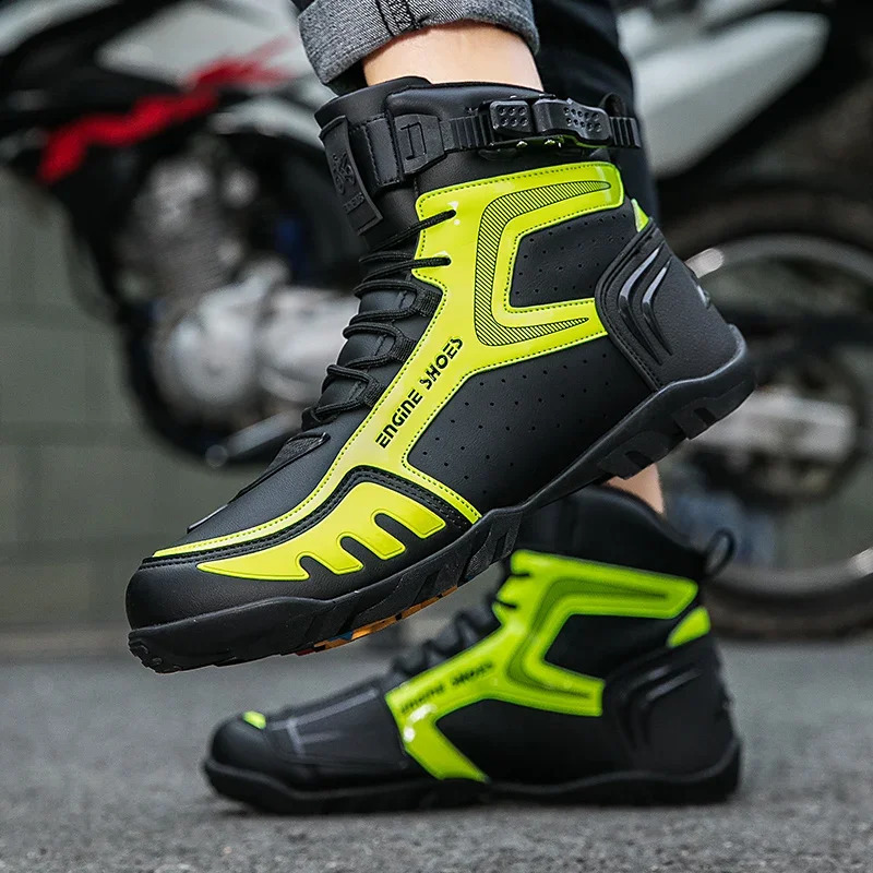 Men Leather Motos Breathable Anti Slip Wearresistant Riders Boots Motorbike Racing Ankle Length Shoes Motorcycle 260626 - view 5