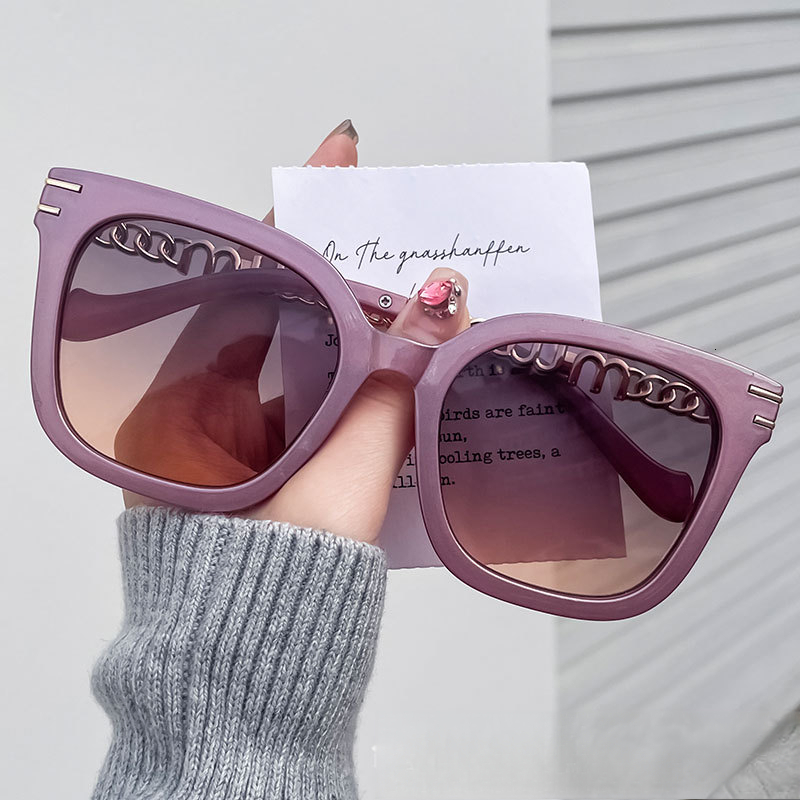 2026 New Square Large Frame Metal Chain Daily Leisure Versatile Luxury Premium Sunglasses Cross Border Internet Celebrity Personalized Trendy Sunglass - view 7