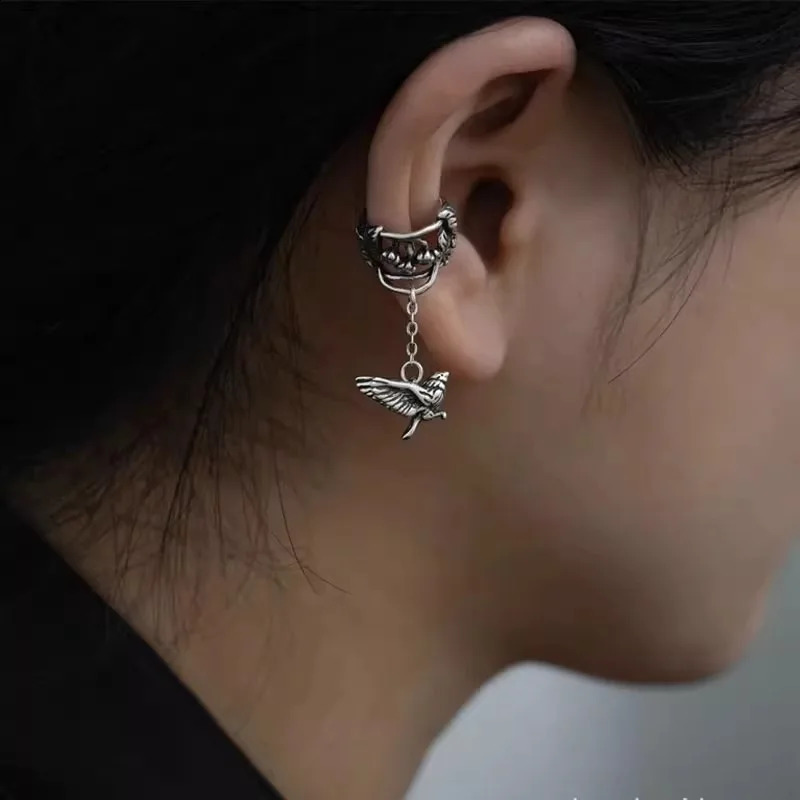 Retro flower leaf tassel chain ear bone clip no hole animal accessory unisex 260623