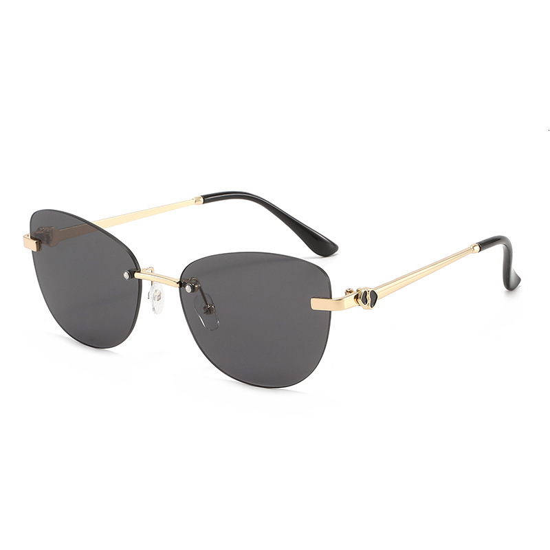 New Vintage Frameless Oval Sunglasses, Fashionable Heart-Shaped Design, Stylish And High-End, Personalized Street Style Women's Sunglasses - view 3