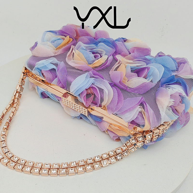Carefully selected cross-border direct sales from manufacturers: Chiffon colorful floral evening champagne-colored women's cheongsam bags, party - view 3