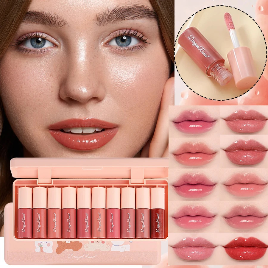 Set of 10 Shimmering Lip Glosses Easy-To-Apply Lip Glaze Non-Stick Non-Fading izing Shiny Lip Gloss Glass Lip Gloss with Fine Shimmer and Pearlescent - view 4
