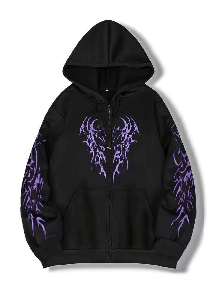 Autumn Winter New Men's Fashionable and Trendy Hoodie Zipper Jacket Y2K Printed Pattern Casual Retro Street Style Top W260626 - view 4
