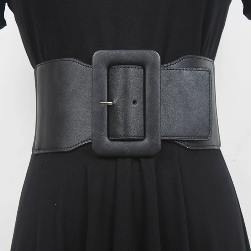 EAM Pu Leather White Irregular Elastic Wide Belt Personality Women Fashion All-match Spring Autumn 2026 1DE7735 260617 - view 5
