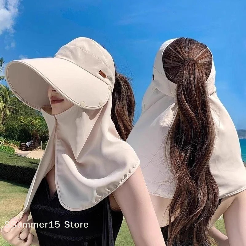 RWomen Sunshade Shawl Cap Detachable Wide-Brimmed Anti-UV Visor Cap Sun Protection Picking Tea Hat Outdoor Riding Hat 260625 - view 3