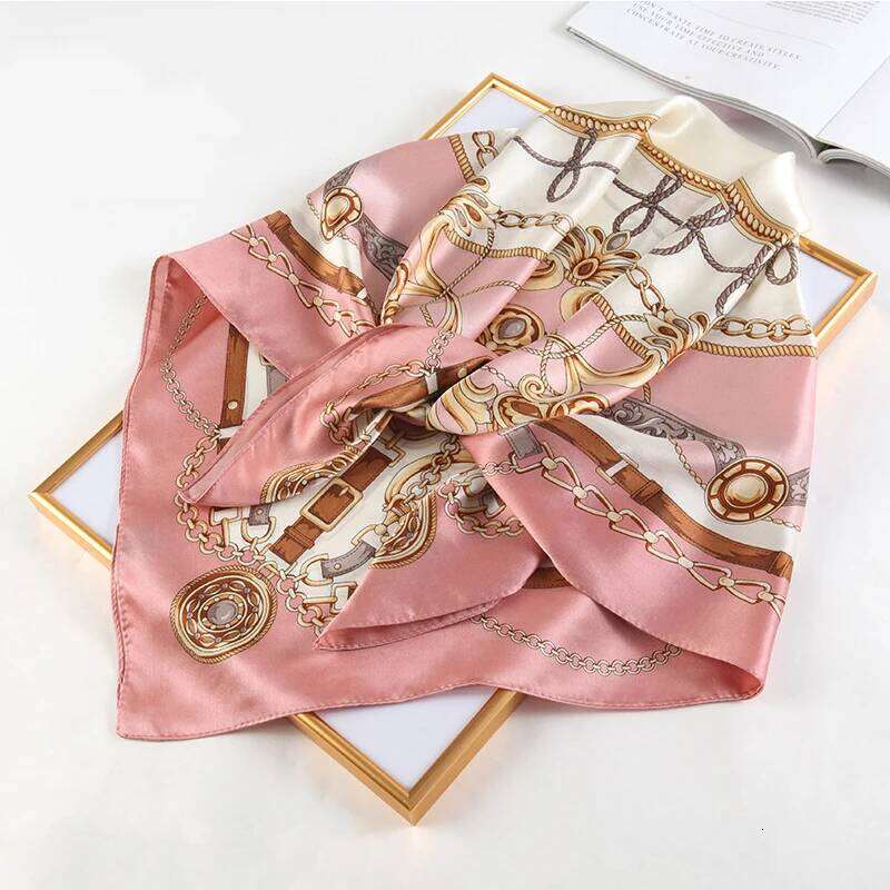 1pcs 90*90cm Square Silk Scarves Women Hijab Shawls Fashion Print Kerchief Femme Foulard Bandana Beach Head Scarf 26Y06226 - view 7