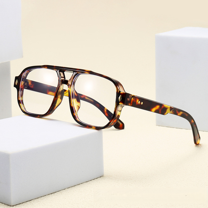 Men's Designer Fashion Double Beam Rice Nail Pilot Men's Casual Square Box Glasses Trend Anti Blue Light High-end Feeling Eyeglass Frame Squ - view 5