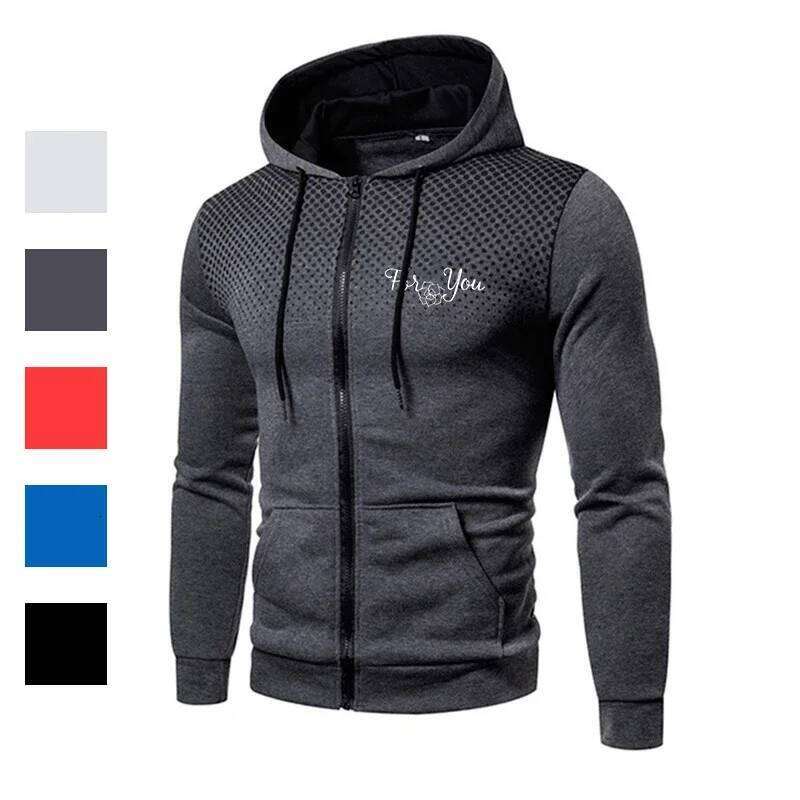 Slim Fit Long Sleeve Men Sweatshirts Zipper Closure Autumn Hoodie Jacket W260626 - view 1