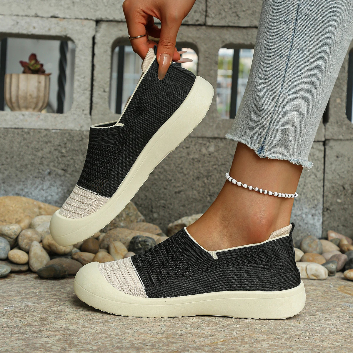Womens shoes Retro Dualtone Slipon Shoes Breathable Soft Sole for Comfort Summer Fashion Footwear Versatile Colorways 260626 - view 6